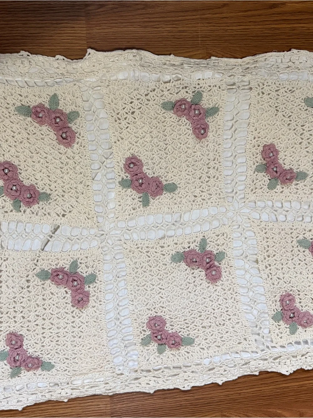 Handmade delicate crocheted